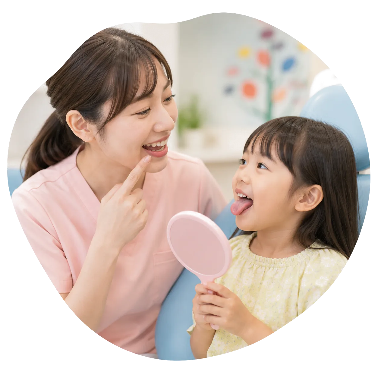 幼児期の歯みがき指導と模型を使った説明